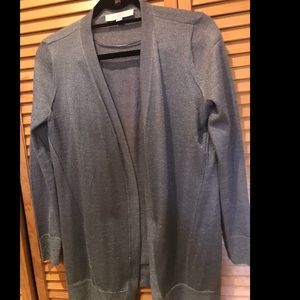 Ann Taylor LOFT Silver Long Cardigan Small